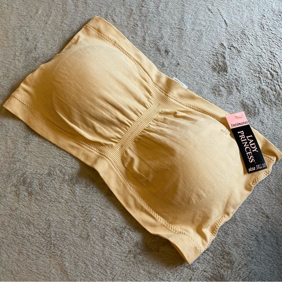 Lady Princess Beige Bandeau Bra with Removable Pads | Size 3XL - Picture 1 of 6